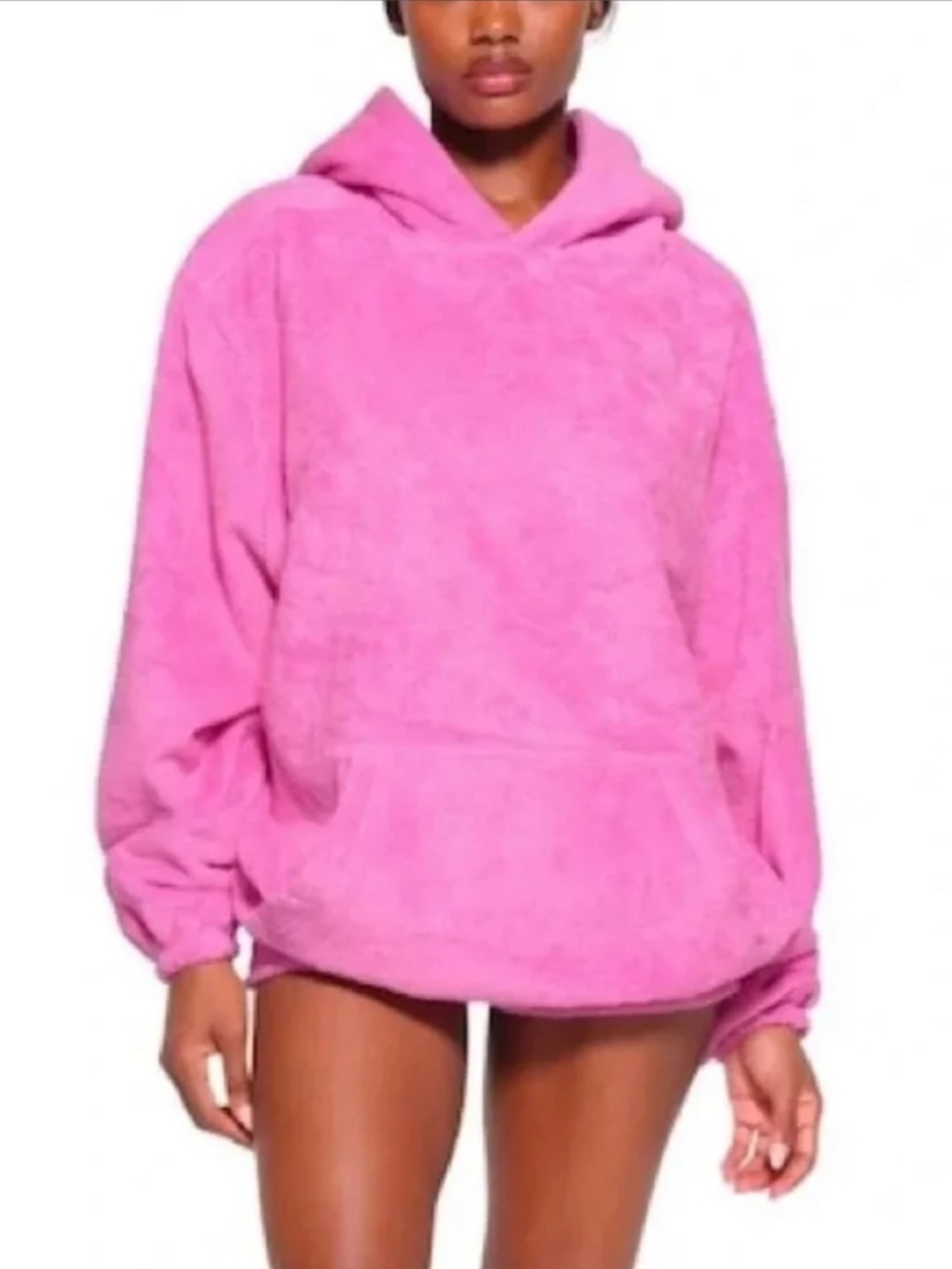 SKIMS Plush Pink Hooded Sweatshirt
